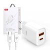 charger xo ce12 pd qc 30 20w 1x usb 1x usb c cable usb c lightning white