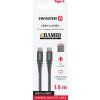 DATOVÝ KABEL SWISSTEN ARAMID REINFORCED USB-C / USB-C 1,5 M ANTRACIT