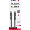 DATOVÝ KABEL SWISSTEN KEVLAR USB-C / LIGHTNING 1,5 M ANTRACIT