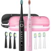 Sonické zubní kartáčky se sadou hlavic a pouzdrem FairyWill FW-507 (černá a růžová)