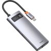 Hub 6v1 Baseus Metal Gleam Series, USB-C na 3x USB 3.0 HDMI USB-C PD Ethernet RJ45
