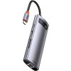 Hub 8v1 Baseus Metal Gleam Series, USB-C na 3x USB 3.0 HDMI USB-C PD Ethernet RJ45 microSD/SD
