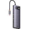 Dokovacia stanica 9v1 Baseus Metal Gleam Series, USB-C na 2x USB 3.0 + 2x HDMI + USB 2.0 + USB-C PD + Ethernet RJ45 + microSD/SD