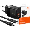 Nástenná rýchlonabíjačka Mcdodo CH-1952 USB + USB-C, 20W + kábel USB-C na Lightning (čierna)