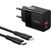 Nástenná rýchlonabíjačka Mcdodo CH-1952 USB + USB-C, 20W + kábel USB-C na Lightning (čierna)