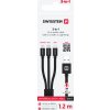SWISSTEN DATOVÝ KABEL TEXTILE 3in1 1,2 M ČERNÝ (Lightning, 2x USB-C)