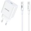 Sieťová nabíjačka Vipfan E04, USB-C, 20W, QC 3.0 + kábel USB-C (biela)