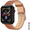 SWISSTEN ŘEMÍNEK PRO APPLE WATCH KOŽENÝ 42 / 44 / 45 / 49 mm HNĚDÝ (stříbrná spona a stříbrné poutko)
