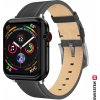 SWISSTEN ŘEMÍNEK PRO APPLE WATCH KOŽENÝ 42 / 44 / 45 / 49 mm ČERNÝ (stříbrná spona a stříbrné poutko)