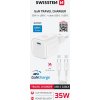 SWISSTEN SIEŤOVÝ ADAPTÉR GaN 1x USB-C 35W POWER DELIVERY BIELÝ + DÁTOVÝ KÁBEL USB-C/USB-C 1,2 M BIELÝ