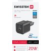 SWISSTEN SIEŤOVÝ ADAPTÉR GaN 1x USB-C 20W PD + 1x USB-A 18W QC ČIERNY