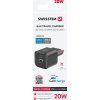 SWISSTEN SÍŤOVÝ ADAPTÉR GaN 1x USB-C 20W PD + 1x USB-A 18W QC ČERNÝ