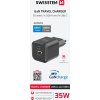 SWISSTEN SÍŤOVÝ ADAPTÉR GaN 1x USB-C 35W PD + 1x USB-A 27W QC ČERNÝ