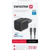 SWISSTEN SIEŤOVÝ ADAPTÉR GaN 1x USB-C 35W POWER DELIVERY ČIERNY + DÁTOVÝ KÁBEL USB-C/LIGHTNING 1,2 M ČIERNY