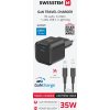 SWISSTEN SÍŤOVÝ ADAPTÉR GaN 1x USB-C 35W POWER DELIVERY ČERNÝ + DATOVÝ KABEL USB-C/LIGHTNING 1,2 M ČERNÝ