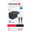 SWISSTEN SIEŤOVÝ ADAPTÉR GaN 1x USB-C 35W POWER DELIVERY ČIERNY + DÁTOVÝ KÁBEL USB-C/USB-C 1,2 M ČIERNY