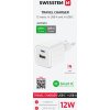 SWISSTEN SÍŤOVÝ ADAPTÉR 12W 1x USB-C + 1x USB-A  BÍLÝ