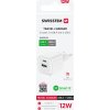 SWISSTEN SÍŤOVÝ ADAPTÉR 12W 1x USB-C + 1x USB-A  BÍLÝ