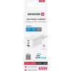 SWISSTEN SIEŤOVÝ ADAPTÉR GaN 2x USB-C 65W PD + 1x USB-A 18W QC BIELÝ