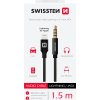 AUDIO ADAPTÉR SWISSTEN TEXTILE LIGHTNING / 3,5 mm JACK 1,5 M ČIERNY