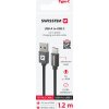DATOVÝ KABEL SWISSTEN TEXTILE USB / USB-C 1,2 M ČERNÝ