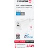SWISSTEN SIEŤOVÝ ADAPTÉR GaN 1x USB-C 45W PD + 1x USB-A 18W QC BIELÝ