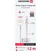 SWISSTEN OPLETENÝ MAGNETICKÝ KÁBEL PRE APPLE WATCH KOVOVÝ, USB-C 1.2 M BIELÝ