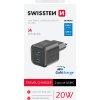 SWISSTEN SÍŤOVÝ ADAPTÉR GaN 2x USB-C 20W POWER DELIVERY ČERNÝ
