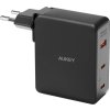 Síťová nabíječka Aukey PA-B7O, 1xUSB-A, 2xUSB-C, 140W GaN pro MacBook, iPhone, Samsung a další (černá)