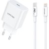 Nástěnná nabíječka VFAN E04, USB-C, 20W, QC 3.0 + kabel Lightning (bílá)