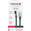 TEXTILNÍ DATOVÝ KABEL SWISSTEN ARCADE USB-C / USB-C 2 M, 5A (100W) PRO NOTEBOOKY ČERNÝ