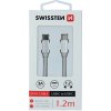 DÁTOVÝ KÁBEL SWISSTEN TEXTILE USB-C / USB-C 1,2 M STRIEBORNÝ