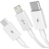 Baseus CAMLTYS-02 Superior Fast Charging Datový Kabel 3v1 USB-C, Lightning, MicroUSB 1.5m White