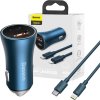 Baseus Golden Contactor Pro nabíječka do auta, USB USB-C, QC4.0 , PD, SCP, 40W (modrá) USB-C - Lightning kabel 1m (modrá)
