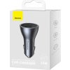Baseus car charger Golden Contactor Pro Triple Fast 1x USB 2x USB-C 65W dark gray