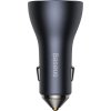 Baseus car charger Golden Contactor Pro Triple Fast 1x USB 2x USB-C 65W dark gray