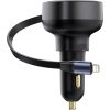 Nabíjačka do auta Baseus Enjoyment Pro s káblom lightning + USB-C, 55 W (čierna)