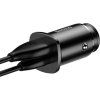 Baseus Square Metal Series Nabíječka do Auta USB-C/USB-A 30W Black