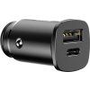 Baseus Square Metal Series Nabíječka do Auta USB-C/USB-A 30W Black