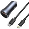 Nabíječka Baseus Golden Contactor Pro, USB + USB-C, QC4.0+, PD, SCP, 40W (šedá) + kabel USB-C do iP 1m (černý)