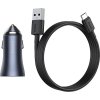 Nabíjačka do auta Baseus Golden Contactor Pro, 2x USB, 40W (sivá) + kábel USB do USB-C 1m (čierny)
