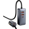 Nabíjačka do auta Baseus Share Together s predlžovacím káblom, 2x USB, 2x USB-C, 120 W (sivá)