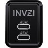INVZI GaN 2x USB-C, 45W, sieťová nabíjačka EU (čierna)