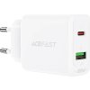 Nástenná nabíjačka Acefast A25, USB + USB-C, PD 20W (biela)