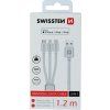 DATOVÝ KABEL SWISSTEN TEXTILE 3in1 MFi 1,2 M STŘÍBRNÝ (Lightning, USB-C, Micro USB)
