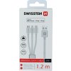 DÁTOVÝ KÁBEL SWISSTEN TEXTILE 3in1 MFi 1,2 M STRIEBORNÝ (Lightning, USB-C, Micro USB)