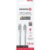 DATOVÝ KABEL SWISSTEN KEVLAR USB-C / LIGHTNING 1,5 M BÍLÝ