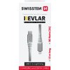 DATOVÝ KABEL SWISSTEN KEVLAR USB-C / LIGHTNING 1,5 M BÍLÝ