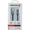 DÁTOVÝ KÁBEL SWISSTEN TEXTILE USB / MICRO USB 2,0 M ŠEDÝ