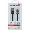DATOVÝ KABEL SWISSTEN TEXTILE USB / MICRO USB 2,0 M ČERNÝ